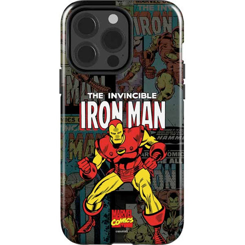 Marvel Classic Comics Iron Man Action Vintage iPhone 15 Pro Impact Case
